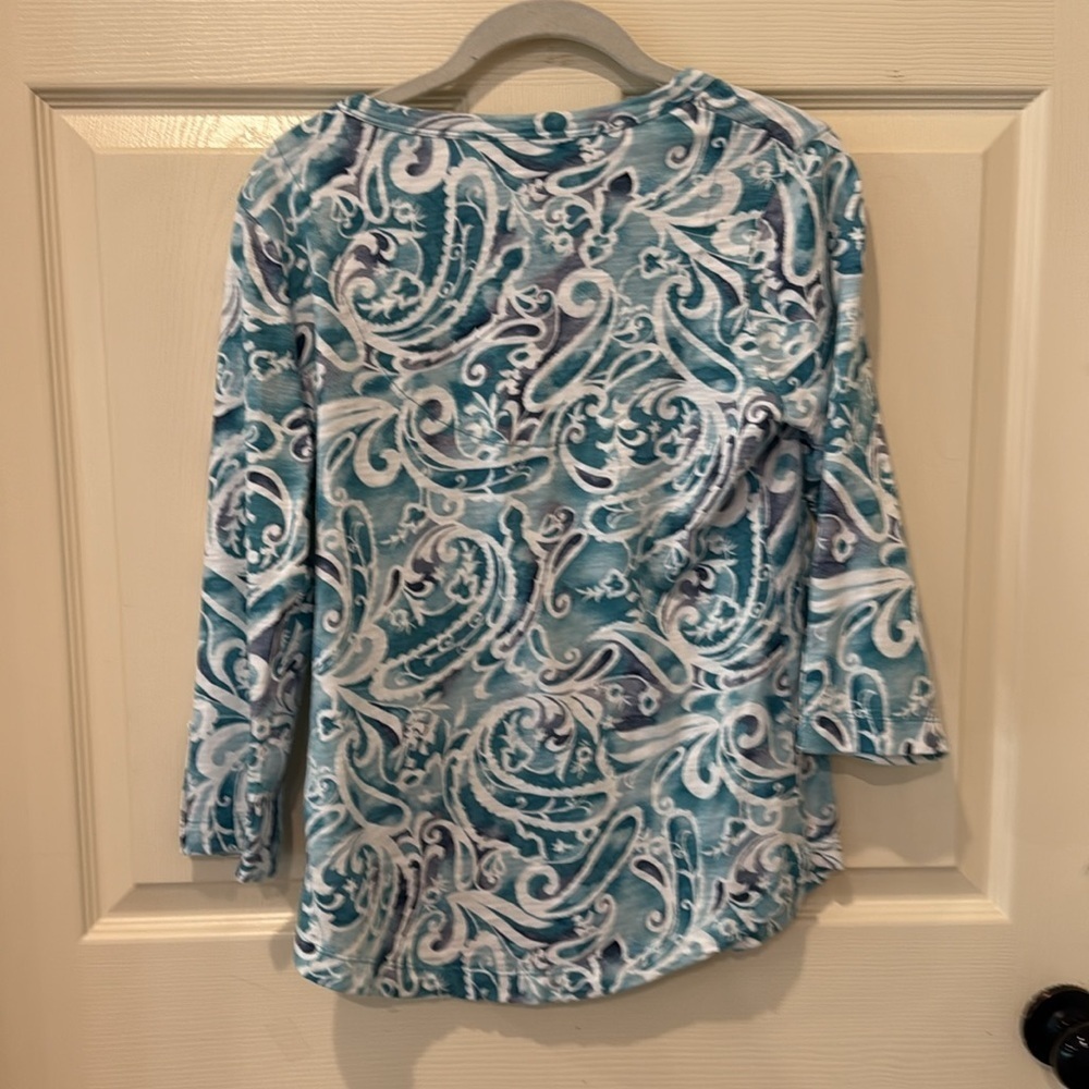 Chicos blue paisley 3/4 sleeve top, size 0 🔵 - Picture 6 of 6